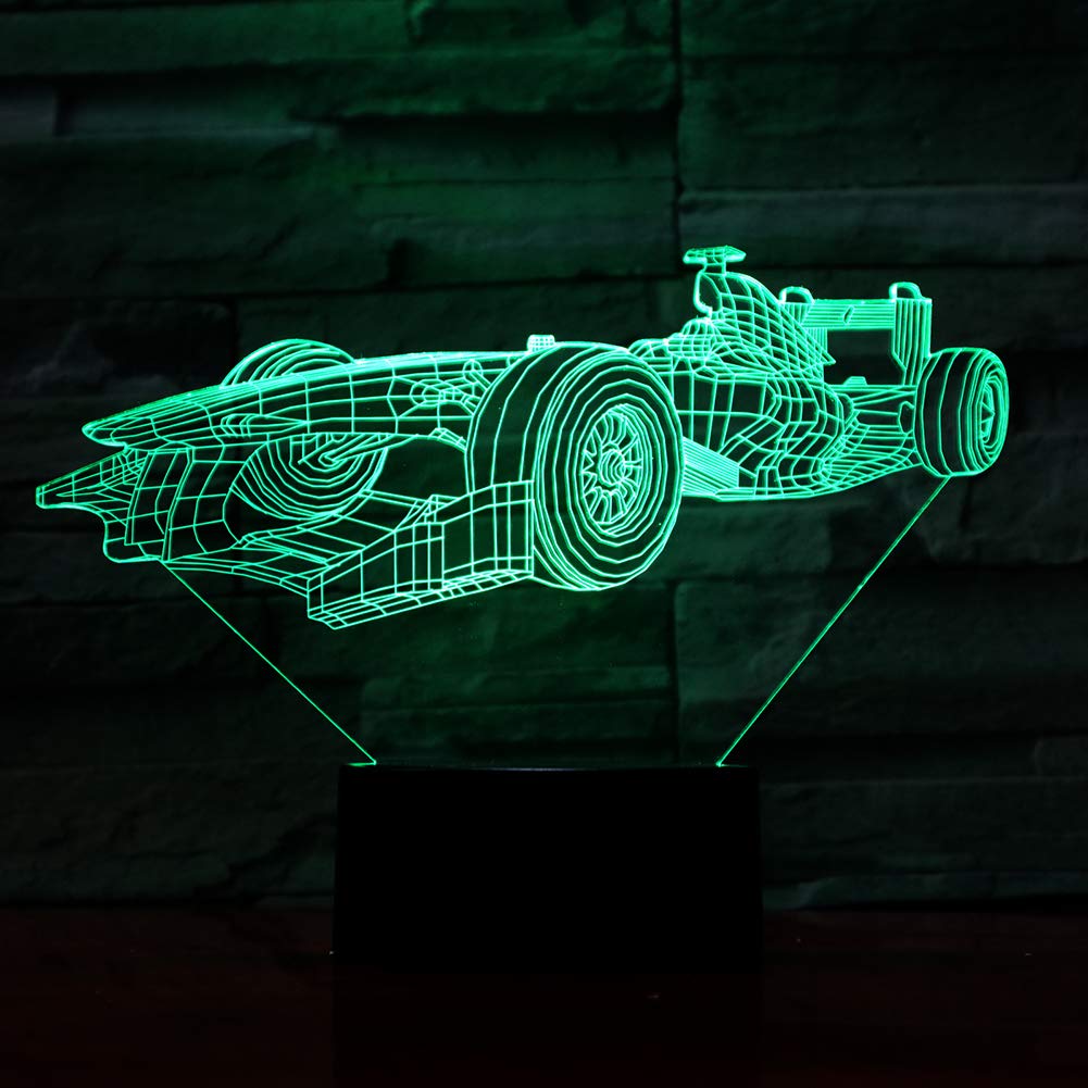 Car Visual 3D Night Lights for Kids Bedroom Desk Table Decoration,7 Colors Changing LED Illusion Lamp，Creative Festival Birthday Children Gift