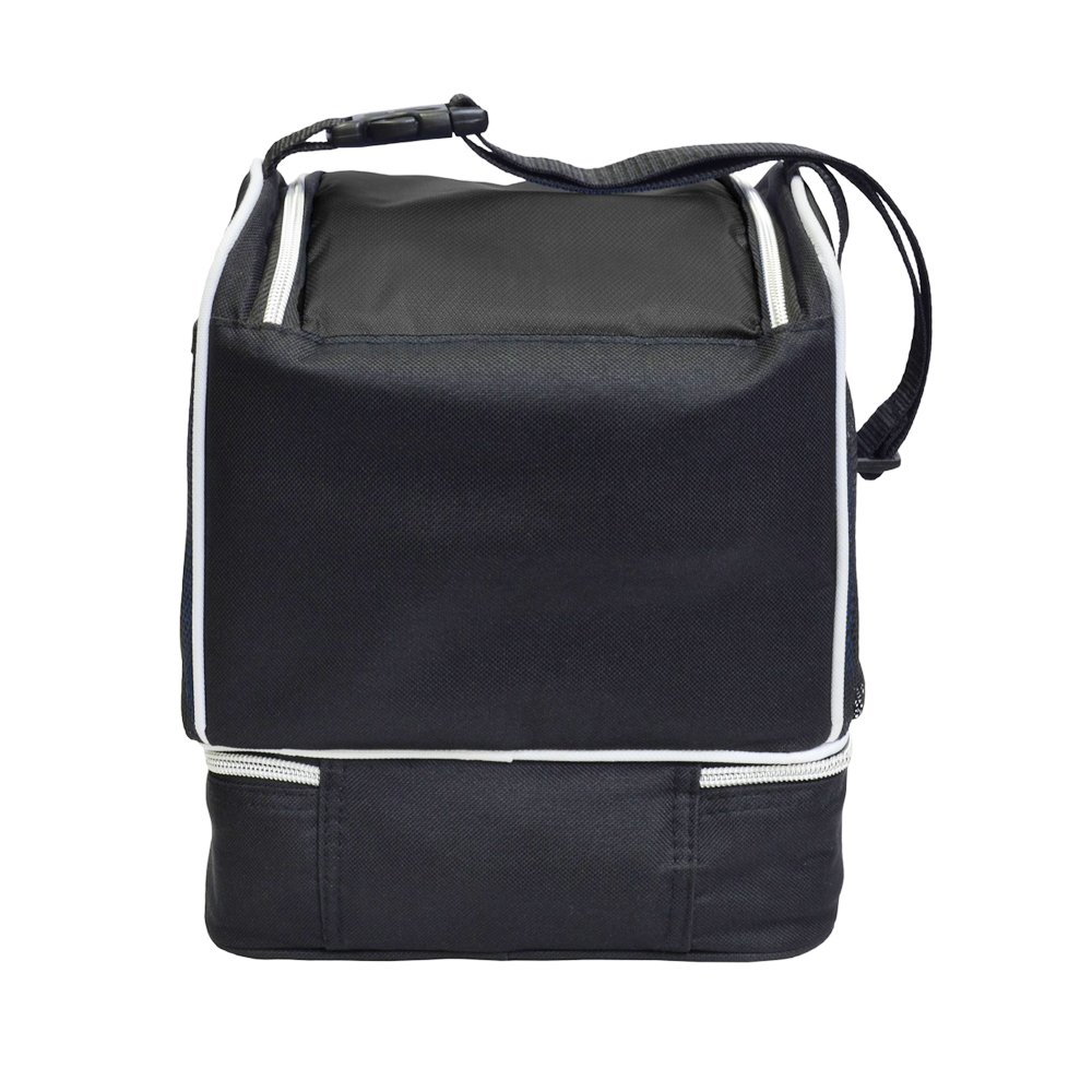 Vina Insulated Lunch Bag, Dual Compartment Reusable Bento Lunch Box Cooler Tote with Shoulder Strap for Adult and Kids, Black