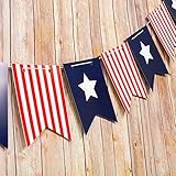Quasimoon PaperLanternStore.com 4th of July Red, White and Blue Guidon Flag Pennant Banner Garland (11FT)
