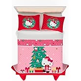 Sanrio Hello Kitty Holiday & Christmas 3 Piece Quilt & Pillow Sham Set, Full Size 88" x 92", (Officially Licensed Product) by Franco