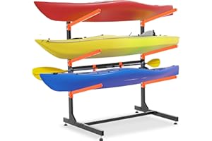 UOKRR Kayak Storage Rack, Freestanding Kayak Racks for Garage, Heavy Duty Adjustable Kayak Stand Indoor Outdoor Storage Rack for Kayaks, Canoes, Surfboard & Paddleboard