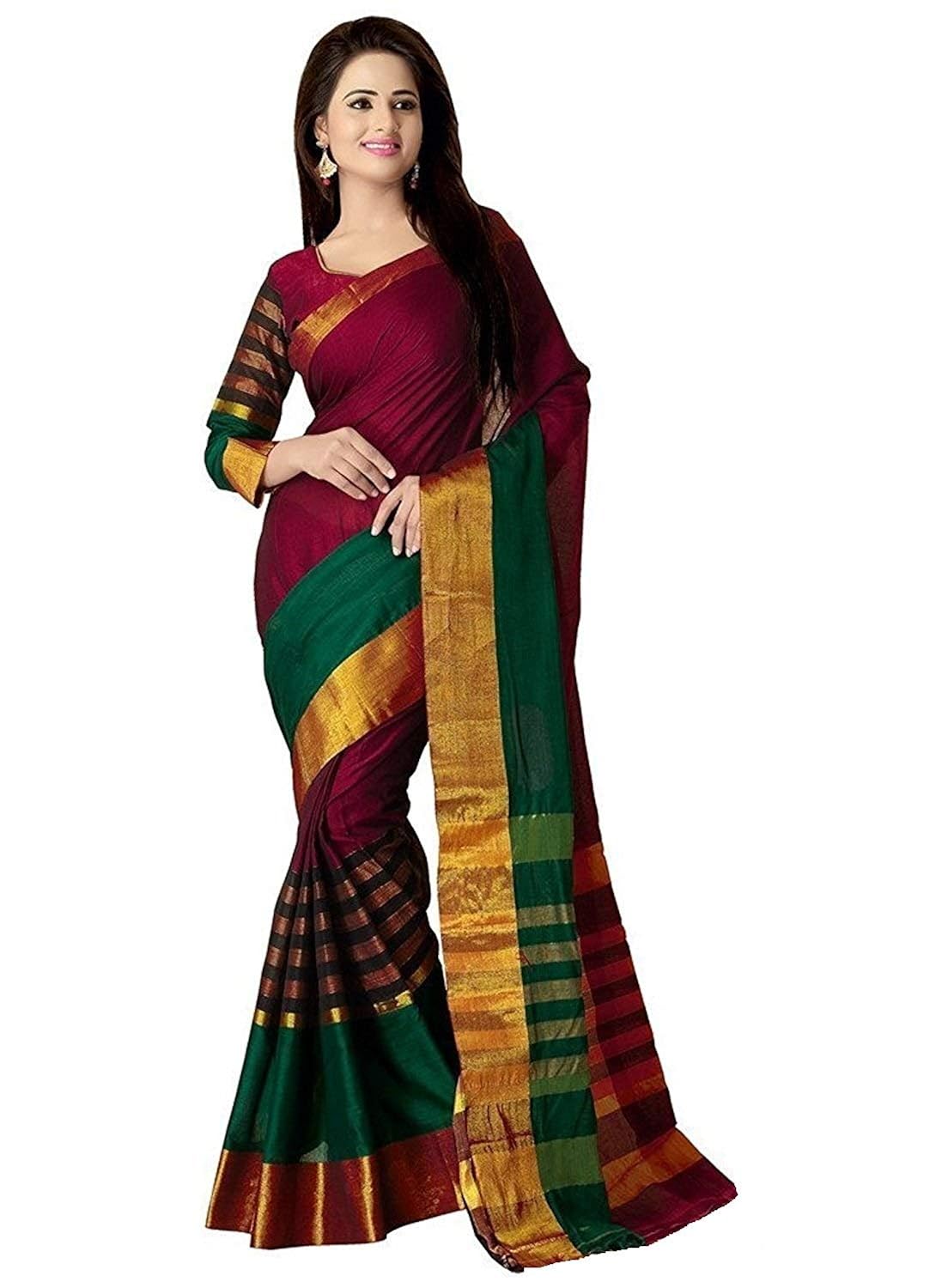 indira designer women's art silk with blouse piece saree