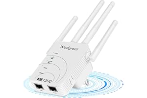 AC1200 WiFi Extender, Dual Band 2.4GHz&5GHz Internet Booster up to 1200Mbps, Covers up to 3,500 Sq.ft and 45 Devices, Etherne