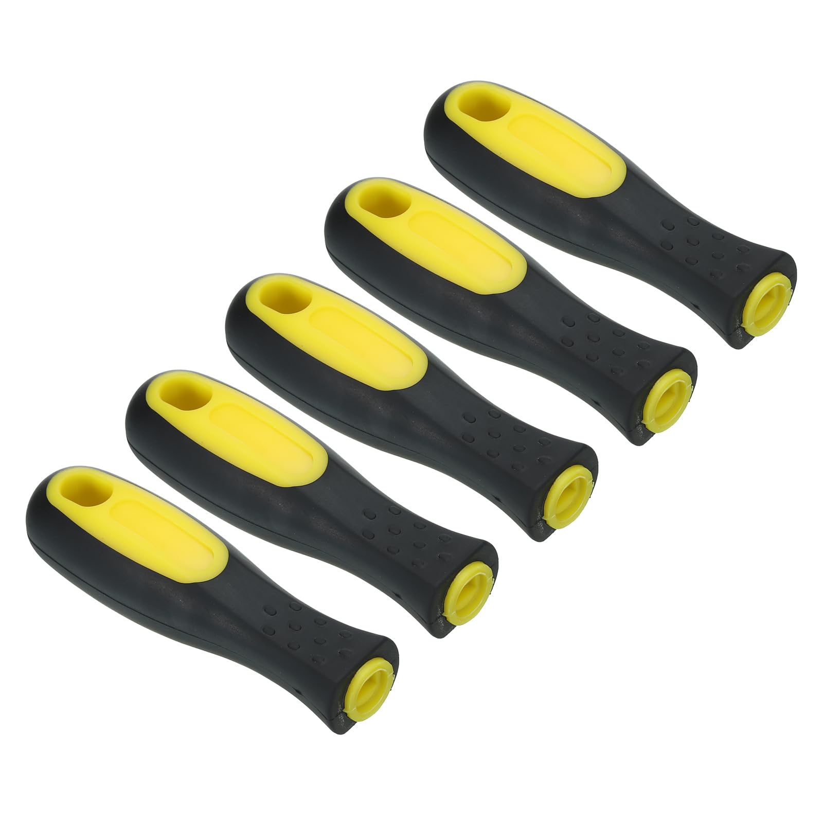 PATIKIL 4.3 Inch Rubber File Handle, 5 Pack File Cutting Tool File Handle Replacement Accessories for 0.31" x 0.18" File, Black Yellow