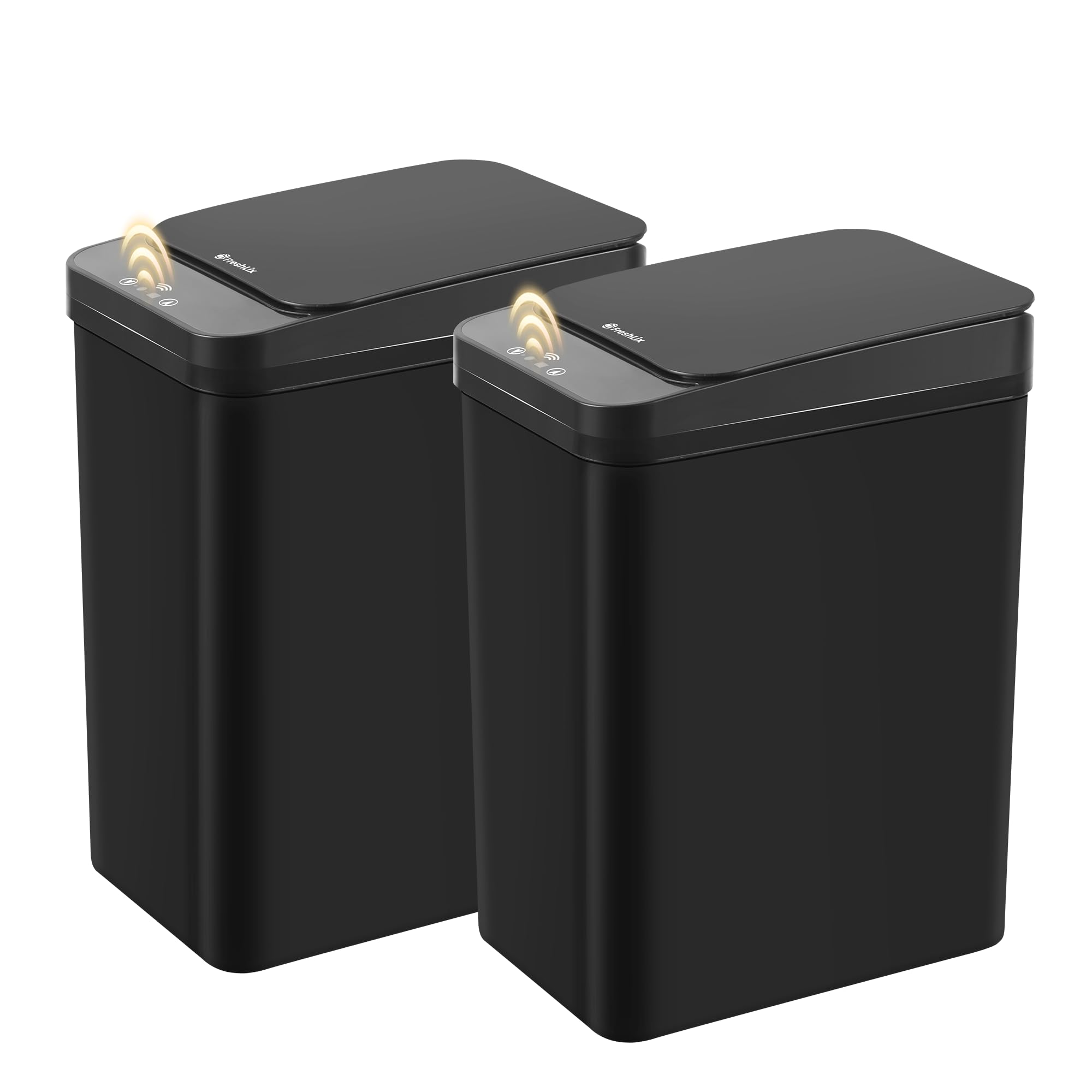 Photo 1 of FRESHLIX Motion Sensor Trash Can, 2 Pack 2.6 Gallon Automatic Touchless Garbage Can, Small Smart Trash Can, Slim Waterproof Trash Bin for Bedroom, Bathroom, Office, Living Room, Black