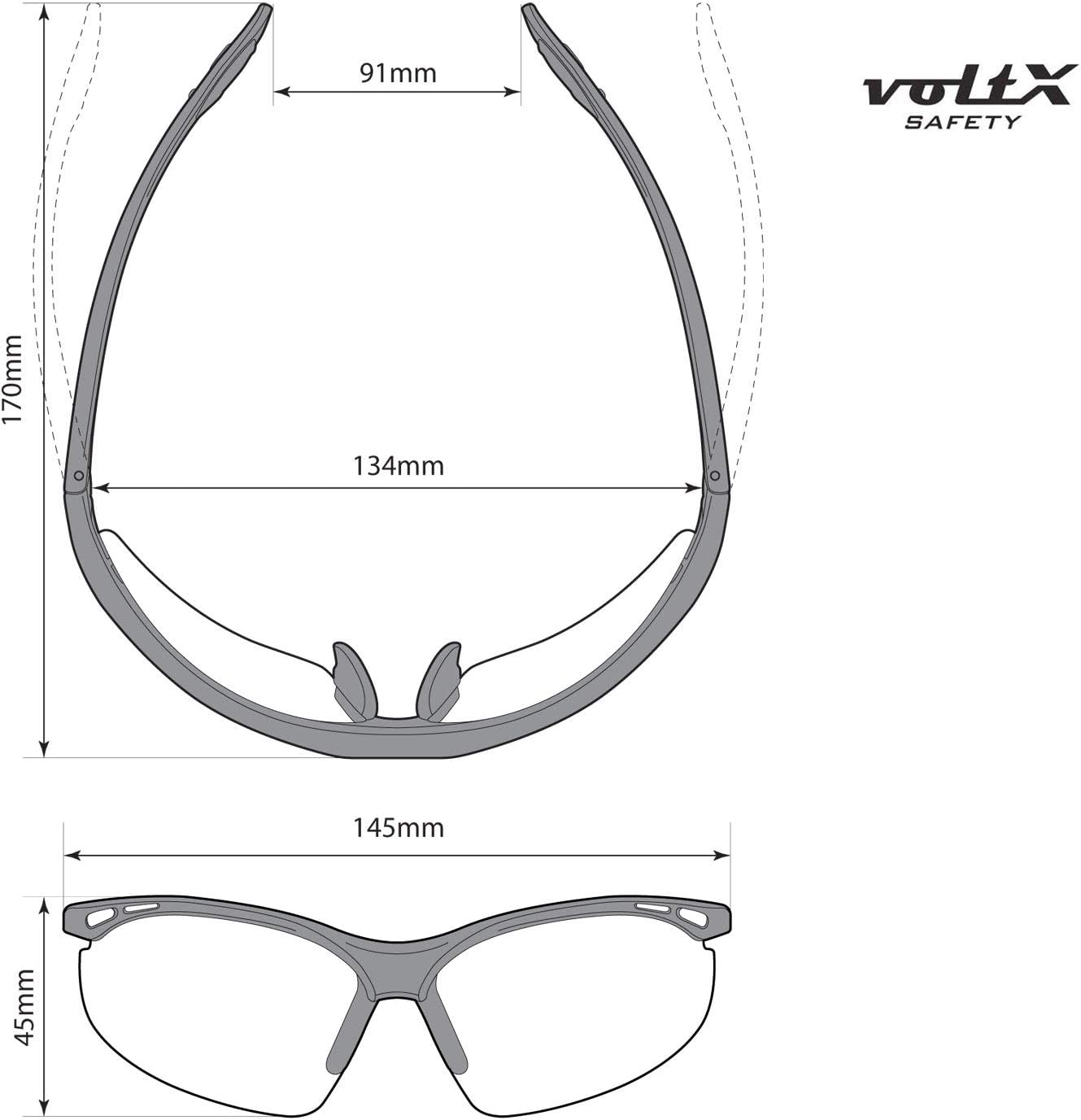 voltX 'CONSTRUCTOR' Wraparound Safety Glasses/Cycling Sports Glasses (Clear Lens) UKCA & CE EN166F certified. Anti-fog and Anti-scratch - Image 3