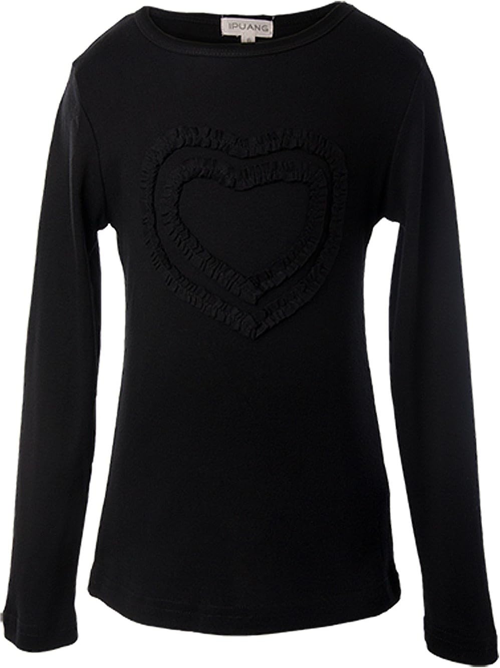 Ipuang Girls' Heart-Shaped Long Sleeve T-Shirt