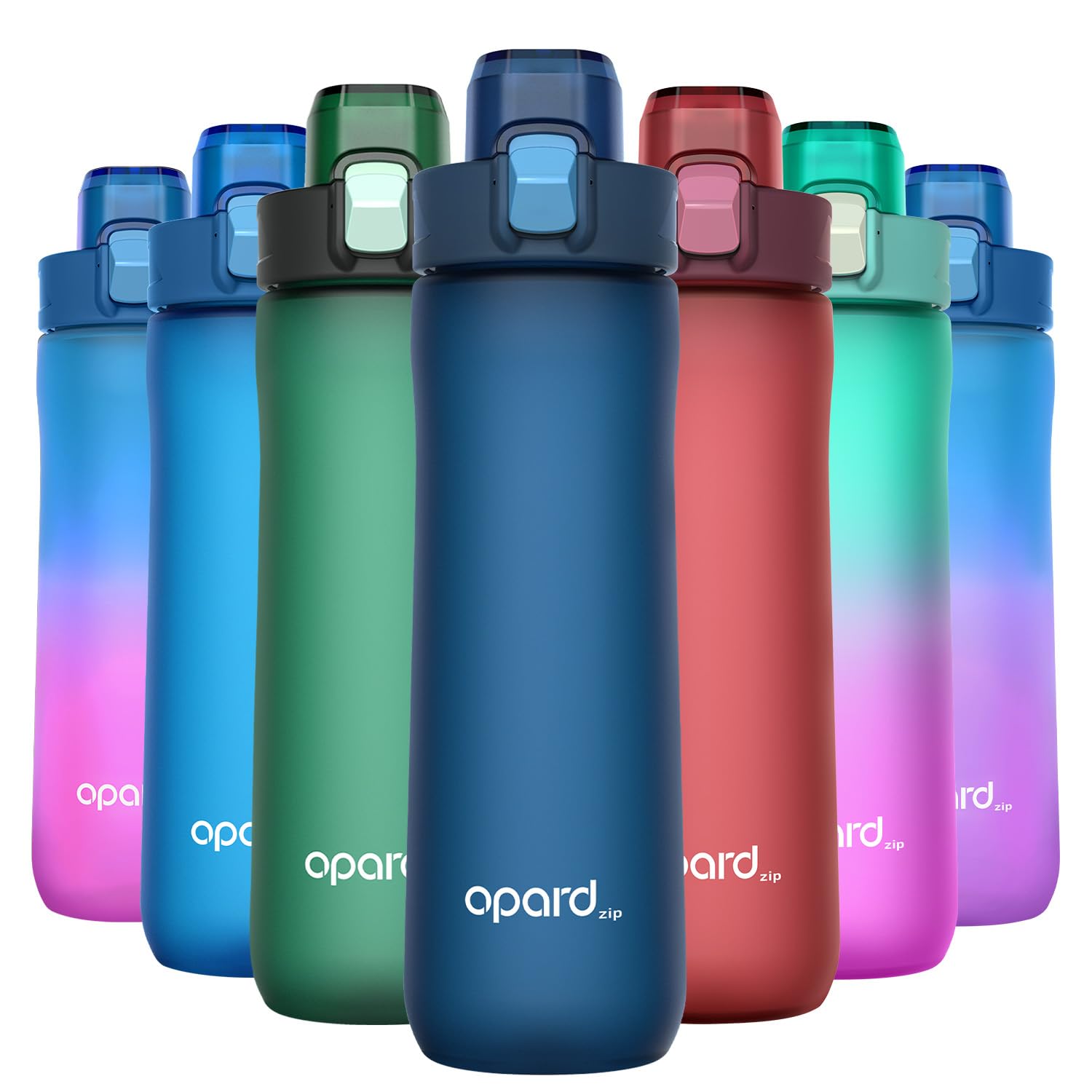 Opard Zip 600ml Plastic Water Bottle Dishwasher Safe, Leakproof Flip-Top Lid, BPA Free Tritan, Wide Mouth Reusable Kids Water Bottle for School Hiking Commuting Outdoor Travel and Gym