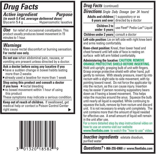 Fleet Liquid Glycerin Suppositories, 4 Count (Pack of 10)