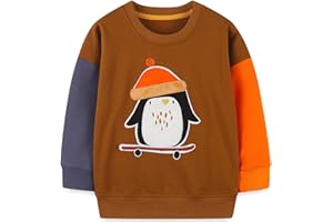 MUJOQE Toddler Boys Crewneck Sweatshirt Long Sleeve Shirt Cartoon Pullover Cotton Casual Tops Tees 1-7 Years
