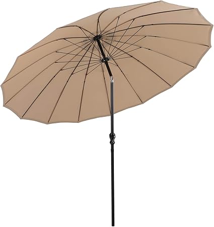 Amazon Com Phi Villa 10ft Outdoor Patio Umbrella 16 Fiberglass Ribs With Push Button Tilt Crank Market Umbrella For Garden Terrace Pool Beige Garden Outdoor
