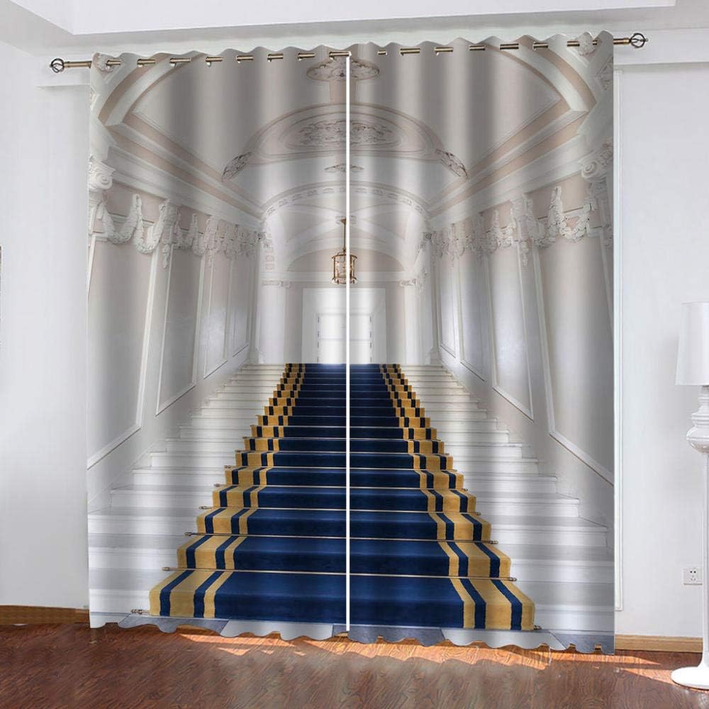 LOVEKKK Cortinas Salón Escalera y patrón Cortinas Opacas Térmicas