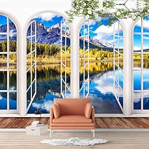 Wall Murals for Bedroom Vies from French Window Design Removable Wallpaper Peel and Stick Wall Stickers - 66x96 inches
