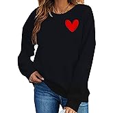 FCGHSII Valentines Sweatshirts for Women: Cute Valentine's Heart Love Tees Love Pullover Long Sleeve Tops