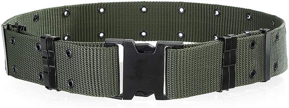 Men's Military Waist Belt,Sports Tactical Nylon Waistband Canvas Web Belt Multiple holes - Double Prong Buckle