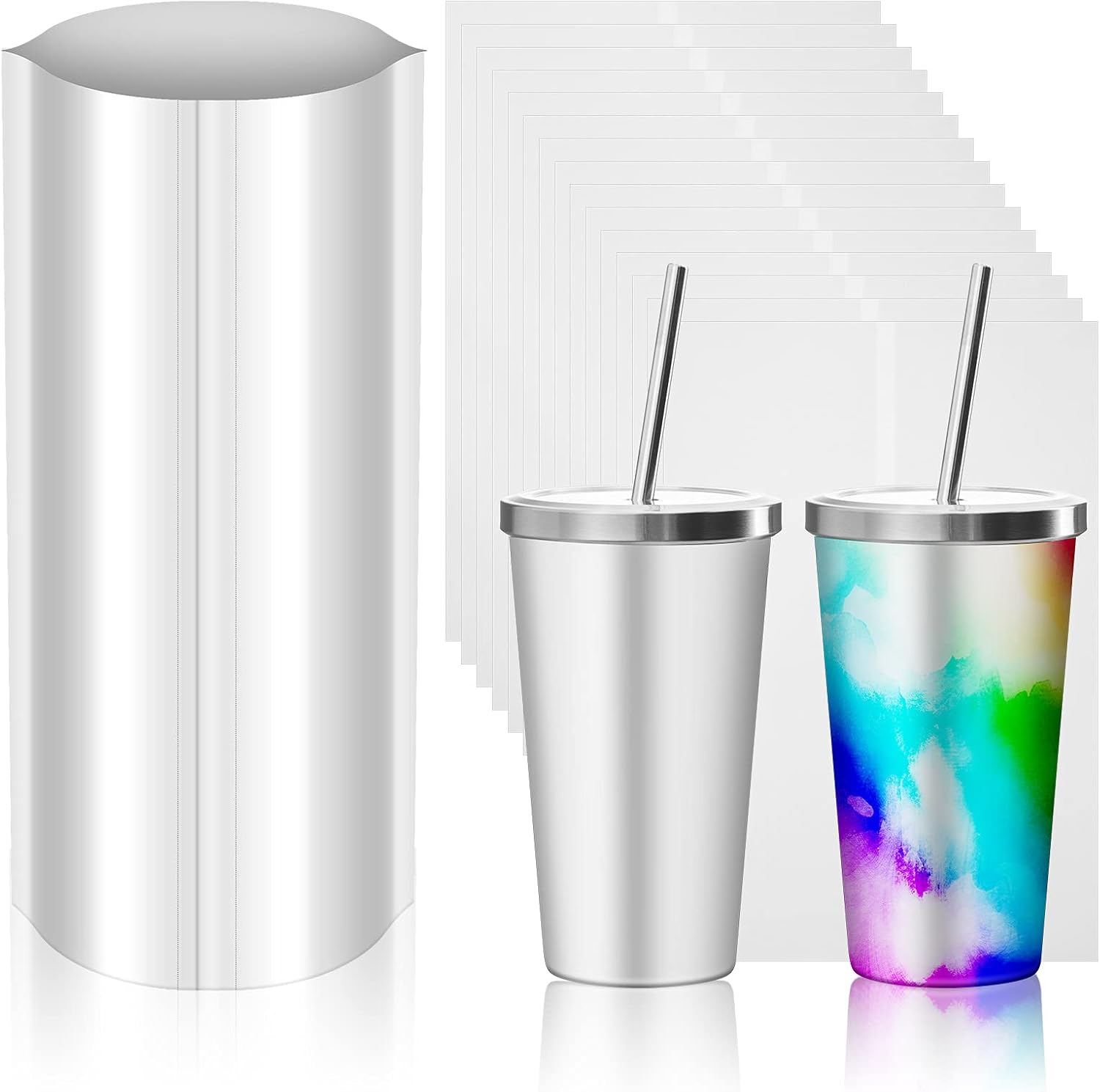 30 Pieces Sublimation Shrink Wrap Films Heat Shrink Wrap Sleeves White