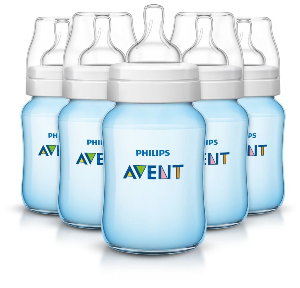 Avent BPA Free Classic Polypropylene Bottles Blue 9 oz 5 ct