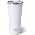 Swig Life 32oz Insulated Tumbler, Travel Coffee Tumbler with Lid, Cup Holder Friendly Travel Coffee Mug, Stainless Steel Thermos with Lid (Diamond White)
