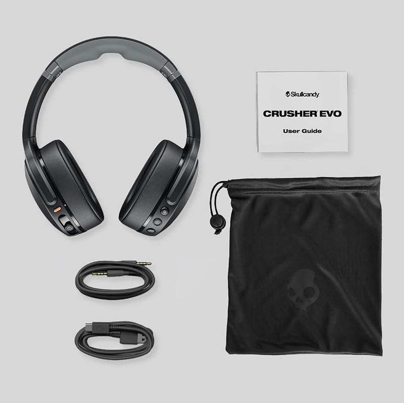 Crusher Evo Cuffie Wireless Over-Ear con Bluetooth, Bassi Multisensoriali, Cancellazione Attiva del Rumore, 40 Ore di Autonomia - Nero