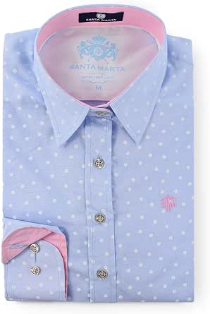 SM SANTA MARTA Camisa Estampada Lunares de Corte Entallado para Mujer s:  Amazon.es: Ropa