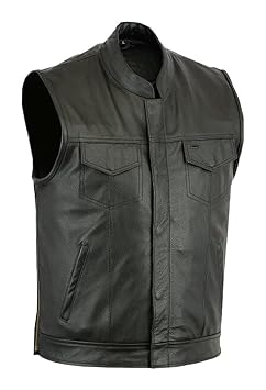 Herren Lederweste Weste Kutte Leder Biker Rocker Motorrad Clubweste schwarz (XL)