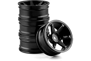 Chanmoo 1/10 RC On Road Wheels Rims 12mm Hex Alloy Aluminum Drift Hubs for 1:10 Scale Rally Racing Car Tires Tamiya TT01 TT02 XV01 TA06 A959 PTG2 HPI KYOSHO HSP PTG2 Touring Street Tyres 4PCS (Black)