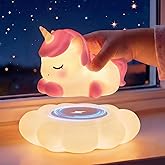 Mewaii Cloud Unicorn Night Light for Kids-Wireless Charging Cloud Base, 3-Level Dimmable 7-Color Changing & 30-Min Timer, Portable Girls Night Lamp, Cute Unicorn Gifts for Girls Baby Nursery Decor