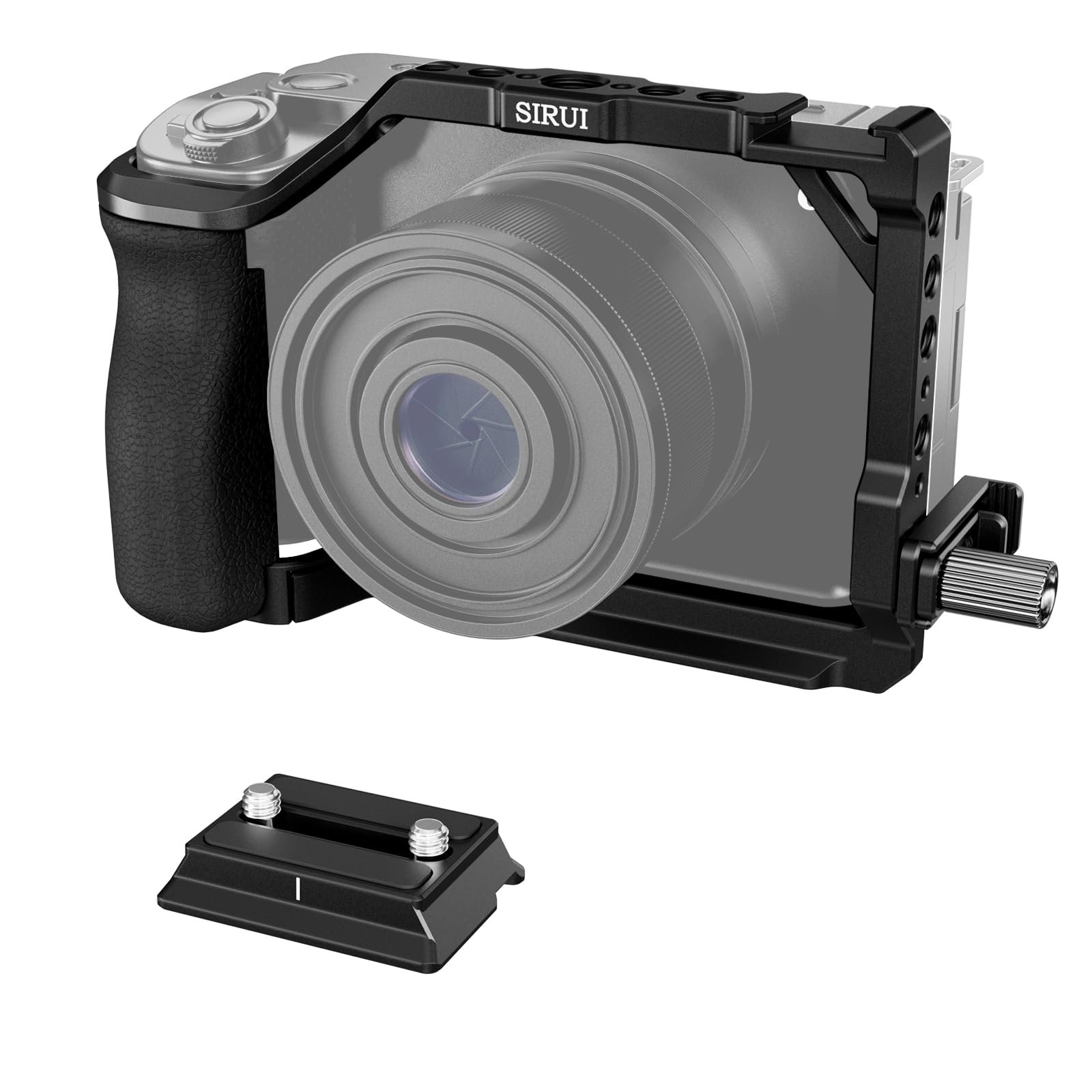 SIRUI ZV-E1 Camera Cage with Silicone Grip, Full Cage for Sony ZV-E1 with HDMI Cable Clamp, Built-in Quick Release Plate for Arca-Type, Cold Shoe, and Multiple Threaded Holes, AM-ZV-E1