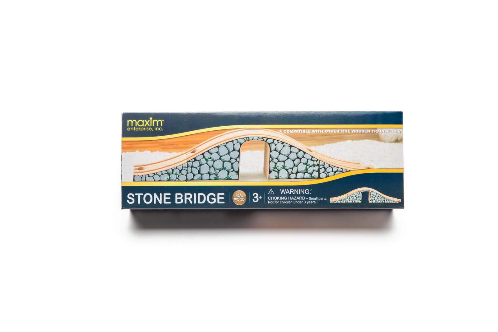 inc. Wooden Stone Bridge Set, 3 Piece Over & Under Bridge, Hardwood ToyTrain Accessories, Wooden Railway Bridge Pieces Compatible with Thomas & Friends and All Major Brands