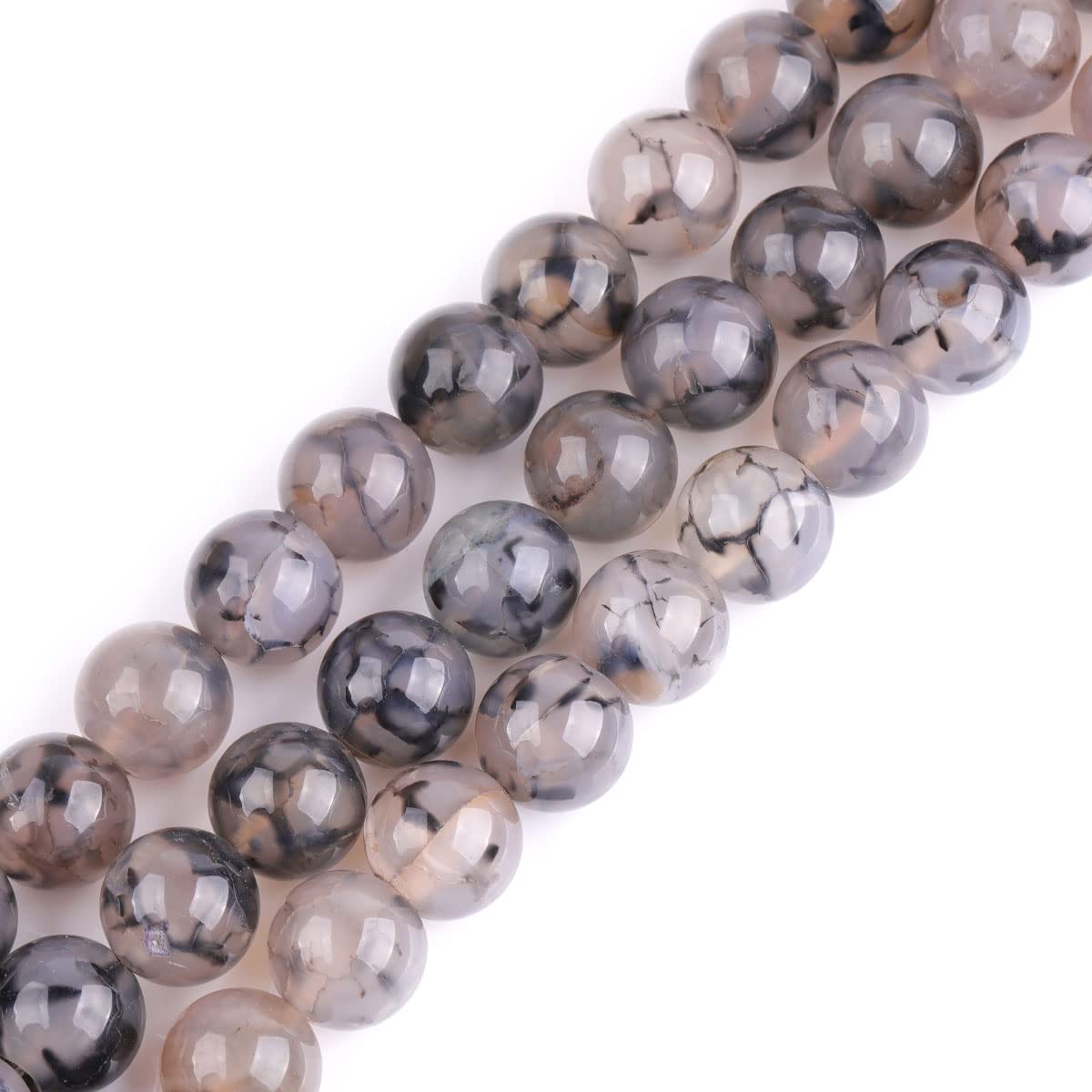 Sweet & Happy Girl's Store 14mm Round Black Crackle Agate Bead Strand 15 Inch Jewellery Making Beads