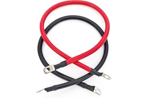KEDAKEJI 2 AWG Gauge Battery Cables Set with Terminals for Motorcycle, Automotive, Marine, Solar, ATV, RV 2ft (3/8in.Lugs Both Ends)