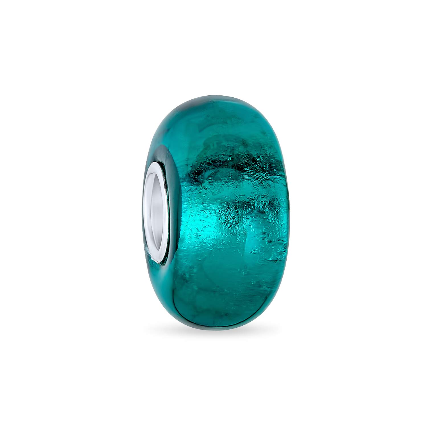 Bling Jewelry Translucent Iridescent Glass Glass Bead for Teen Women.925 Sterling Silver for European Bracelet, Sterling Silver, No Gemstone