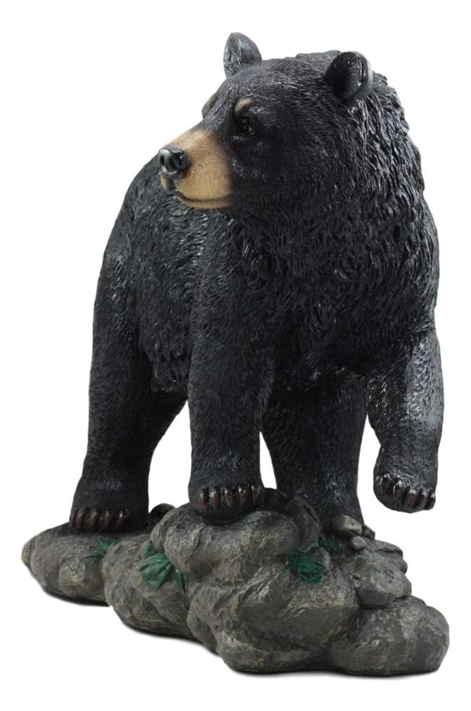 Large Realistic Strolling Black Bear Statue 16.5"L Rustic Cabin Decor
