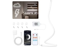 White Neon Rope Lights 3.28Ft, 1M 6500K Cool White 360° Full Glow Round Tube Neon LED Strip Light With Remote & App Control, 