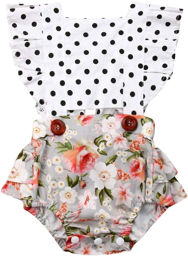 2Pcs Newborn Baby Girl Leopard Ruffles Sleeve Bodysuits Jumpsuit Headband Clothes Romper Set
