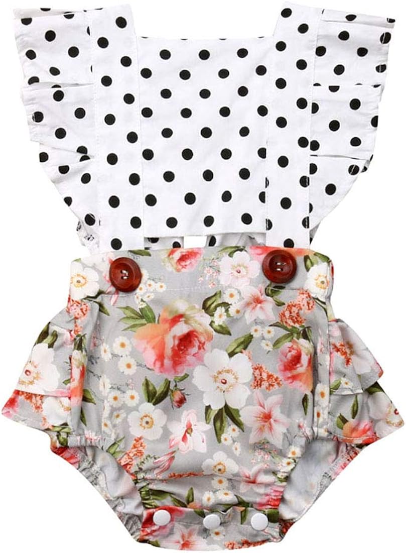 2Pcs Newborn Baby Girl Leopard Ruffles Sleeve Bodysuits Jumpsuit Headband Clothes Romper Set