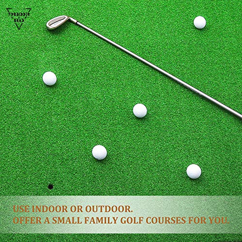 Forbidden Road Golf Practice Hitting Grass Mat with 2 Golf Tee Holes & 1 Golf Tee Rough Indoor Backyard Golf Pad Residential Golf Hitting Mat for Golf Swing Practice Training Putter Balls (5ft x 5ft)