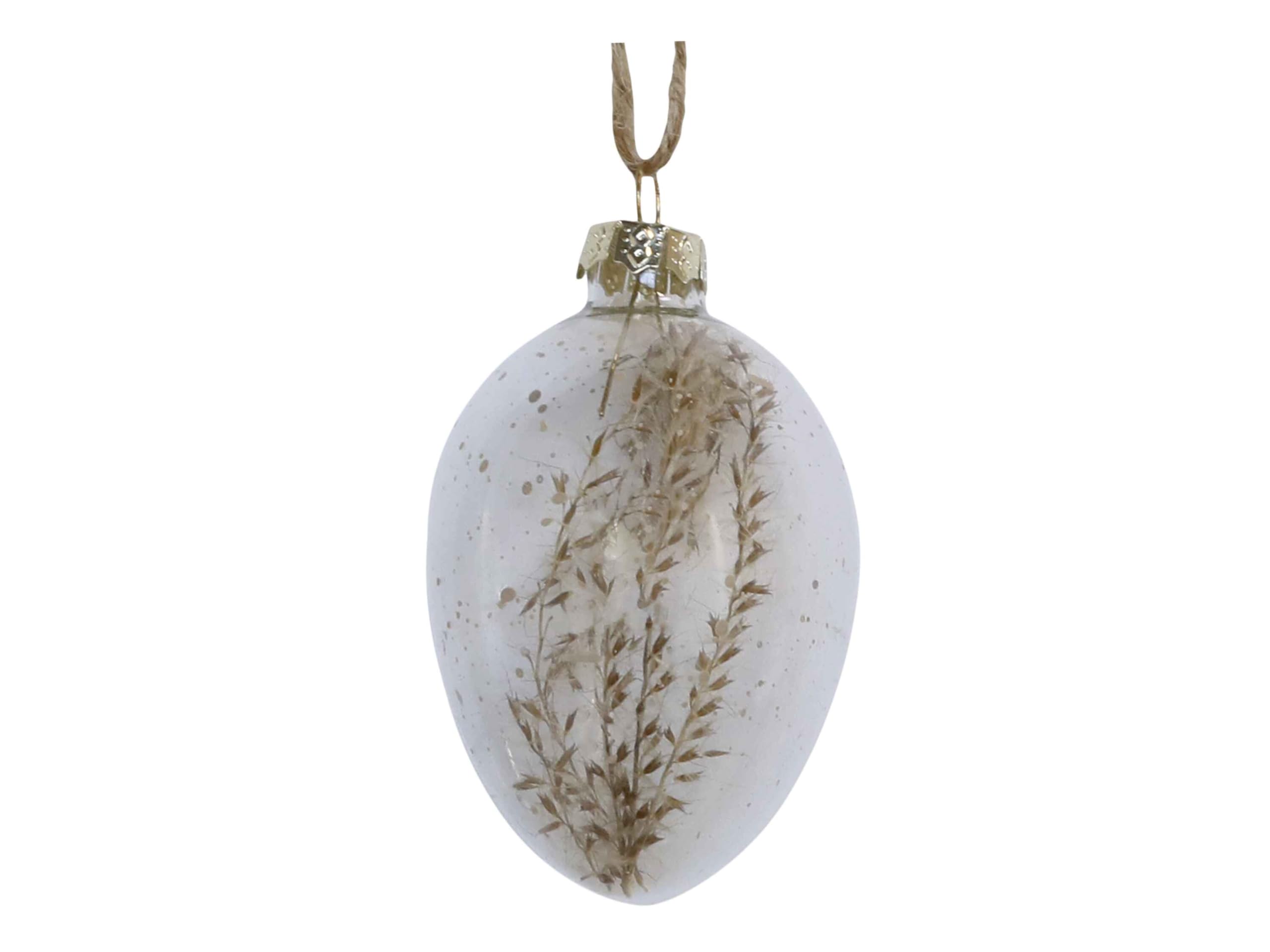 Elegant Clear Glass Ornament with Natural Aesthetic, Jute Detailing String, Perfect for Home Decor, Size H7/D4 cm - Premium Quality