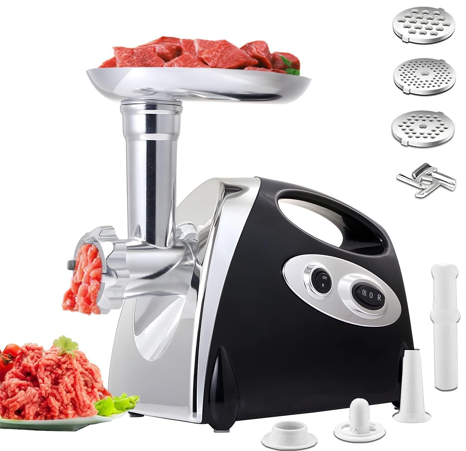 Photo 1 of VNIMTI Electric Meat Grinder Mincer Machine,Heavy Duty Meat Grinders 2800W,Sausage Maker with Blade,3 Plates,Sausage Stuffer Tube and Kubbe Kit for Home Kitchen Use, 2800W, Black