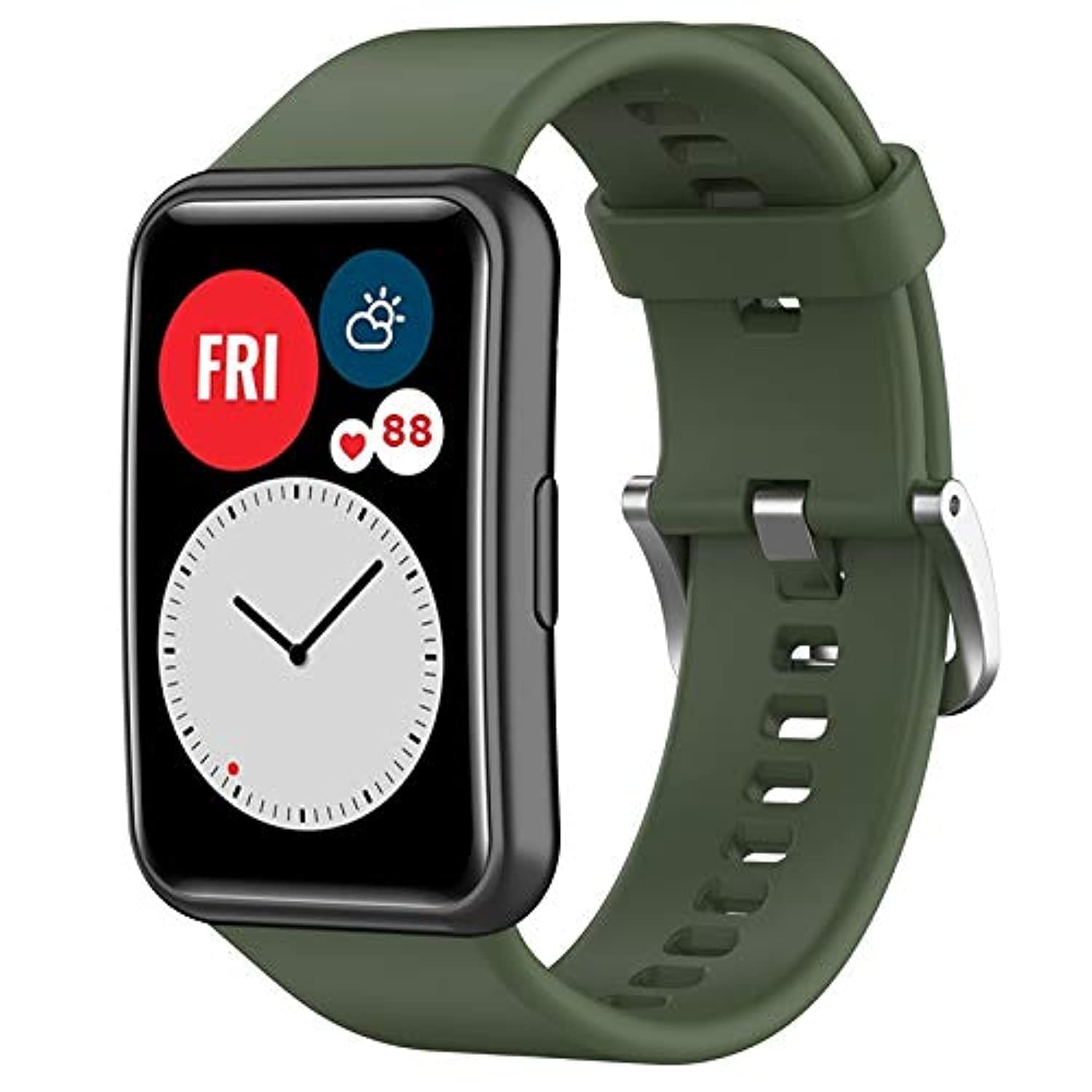 Wownadu Straps Compatible for HUAWEI WATCH FIT Strap Replacement for Women Men Silicone Sports WristBand, Dark green Smart Watch Accessories,(No Watch)