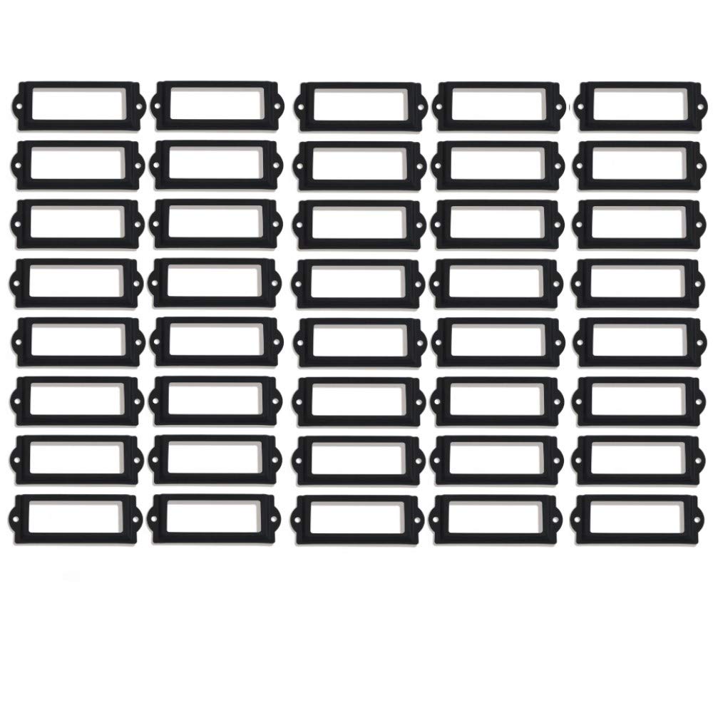 tooloflife Cabinet Frame Handle, 40PCS Drawer Name Card Metal Art Label Holder Card Holder Drawer Pull for File Case Library Drawer Medicine Cabinet
