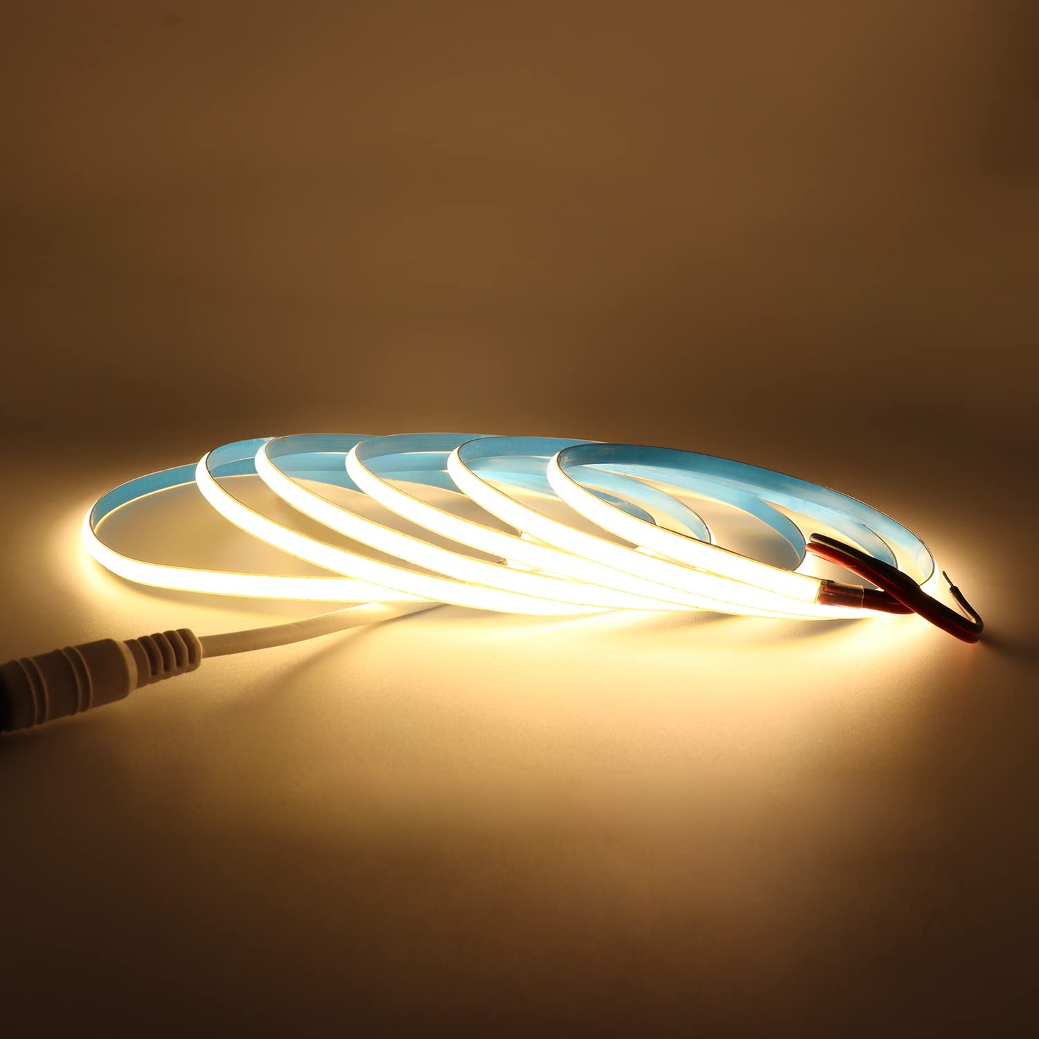 COB LED Strip Light 24V Warm White 3000K 2m, Arote COB LED Tape 5mm Width dimmable high Density Light DIY 384LEDs/m Without Adapter IP20 for Bedroom Kitchen Home Interior Decoration