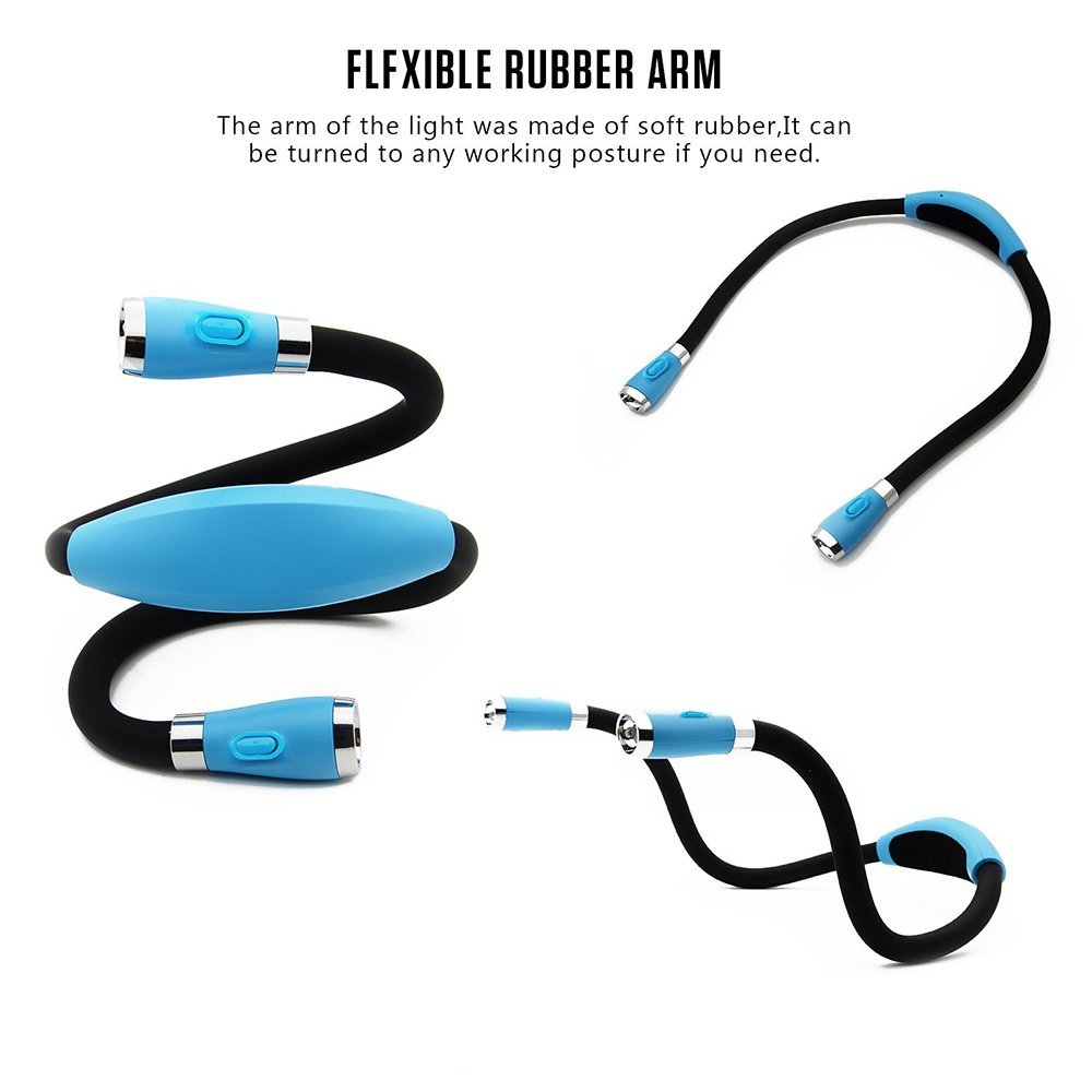 LUXJET Rechargeable LED Book Light, Flexible Neck Lamp for Reading in Bed or Car at Night with Adjustable Brightness, 4 LED Bulbs, Ideal for Kids,Crafts,Knitting, Repair,Travel or BBQ