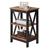 VECELO Nightstand Sofa Side Table with 3-Tier