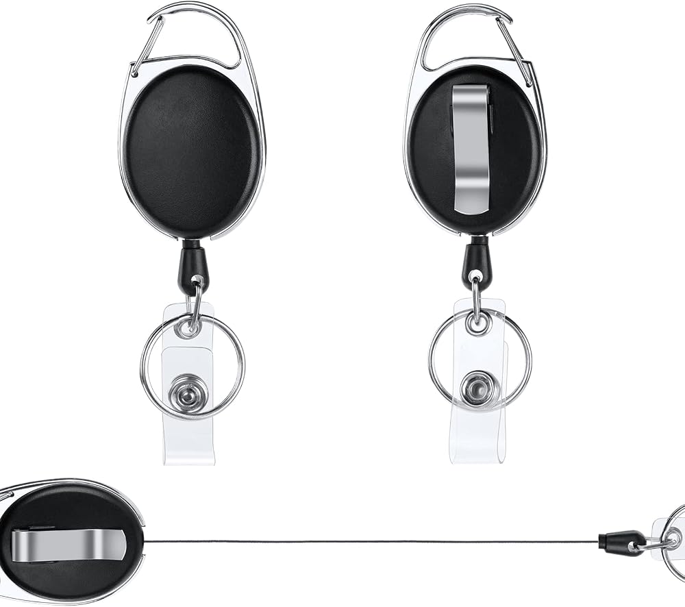 Vicloon Retractable Badge Reels 2pcs Heavy Duty Keychain 2 in 1 Clips