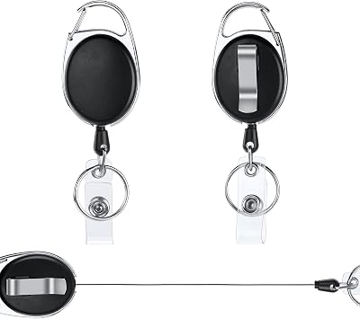 Vicloon Retractable Badge Reels 2pcs Heavy Duty Keychain 2 in 1 Clips