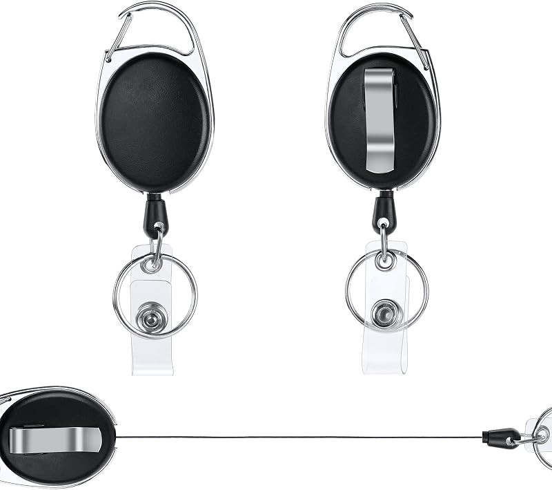 Vicloon Retractable Badge Reels 2pcs Heavy Duty Keychain 2 in 1 Clips