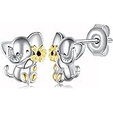 Elephant/Axolotl/Black Cat/Cow/Koala/Lion/Hedgehog/Mermaid/Panda/Fox/Butterfly Earrings for Women 925 Sterling Silver Animal Earrings Cute Animal Jewelry for Women