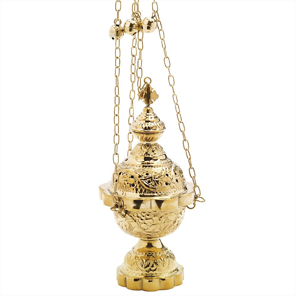 NKlaus Incense Burner with Chain and Bell Brass Handmade Incense Burner 2790
