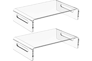 Monitor Stand, 2PCS Monitor Riser, 12x8x3 Inch 1 Tier Clear Acrylic Computer Stand, Space-Saving Laptop Computer with Storage